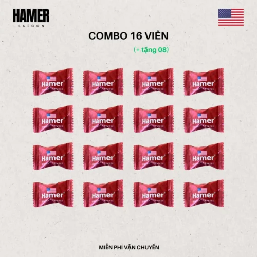 Combo 16 viên kẹo sâm Hamer Mỹ chính hãng nhập khẩu USA, hỗ trợ tăng cường sinh lực và sức khỏe nam giới.