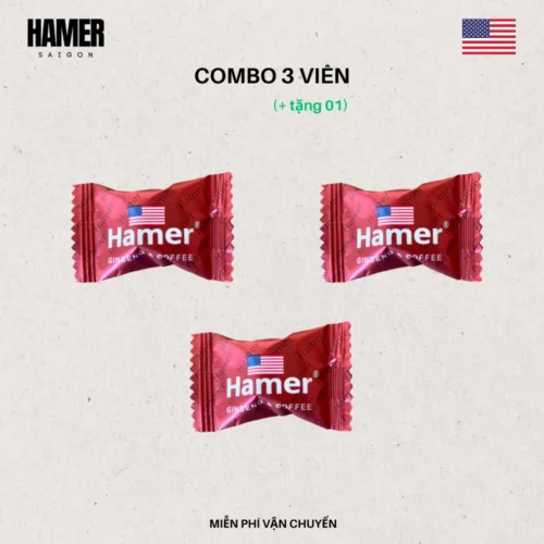 Combo 3 viên kẹo sâm Hamer Mỹ chính hãng giúp tăng cường sinh lực, bổ sung năng lượng và cải thiện sức khỏe nam giới.