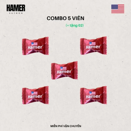 Combo 5 viên kẹo sâm Hamer Mỹ chính hãng giúp tăng cường sinh lực, bổ sung năng lượng và cải thiện sức khỏe nam giới.
